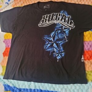 Vtg No Fear‎ So Cal T-Shirt 2XL Black Blue Stars Graphic Print 90s Grunge Y2K